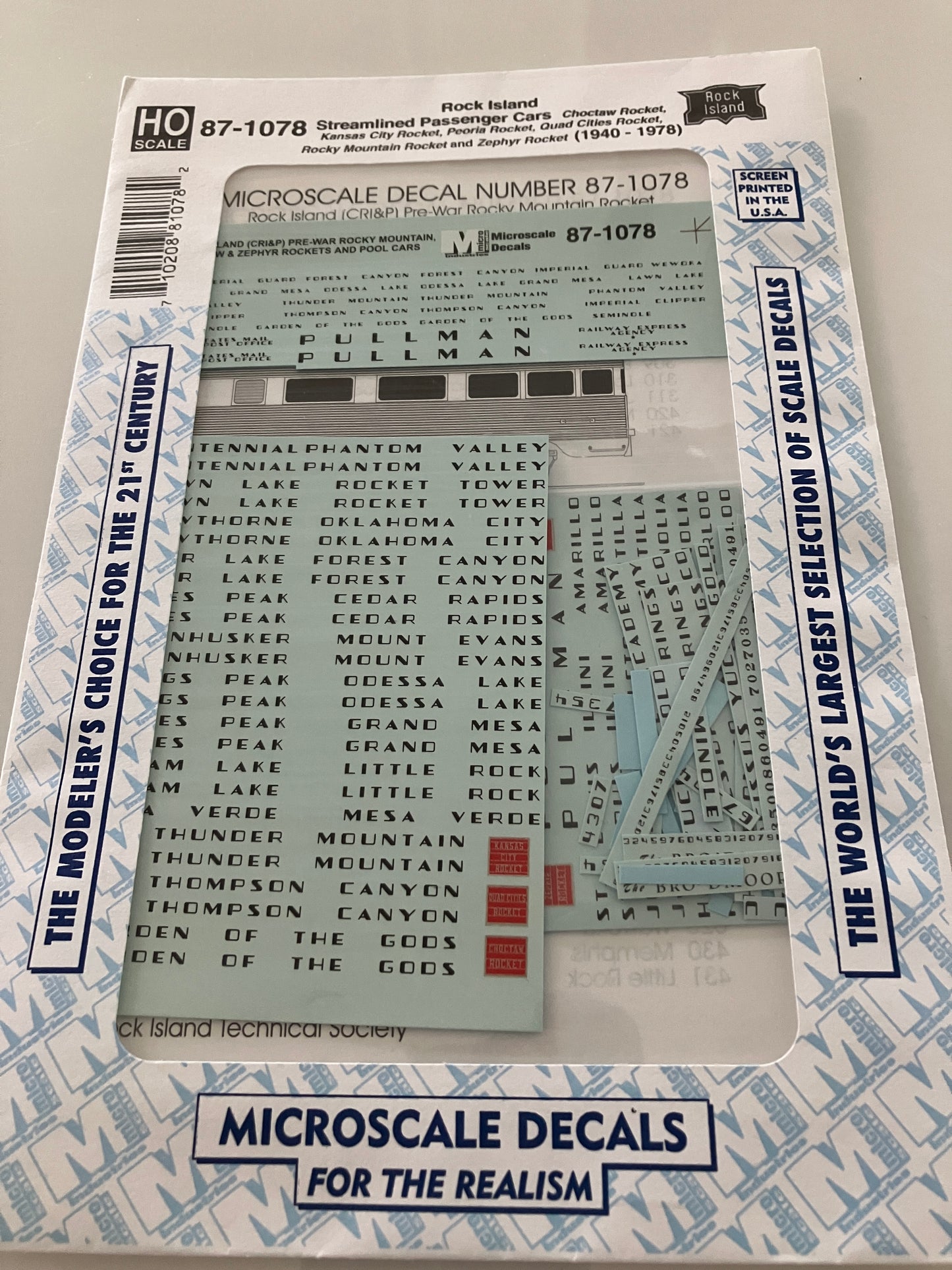 MC87-1078 Microscale Water-slide Decals for Rock Island (CRI&P) Streamline Pasenger Cars