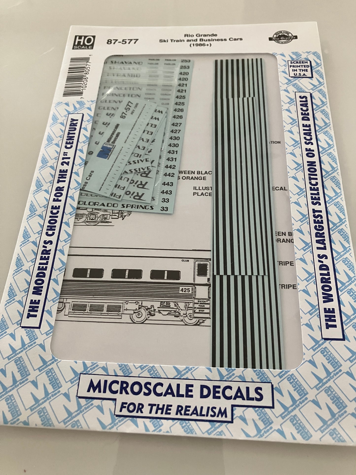 MC87-577 Microscale Water-slide Decals for Rio Grande Ski & Business Cars (1986+)