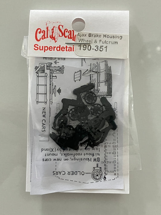 CS190-351 Cal Scale Ajax Brake Housing, Wheel & Fulcrum in HO Scale (6/pkg)