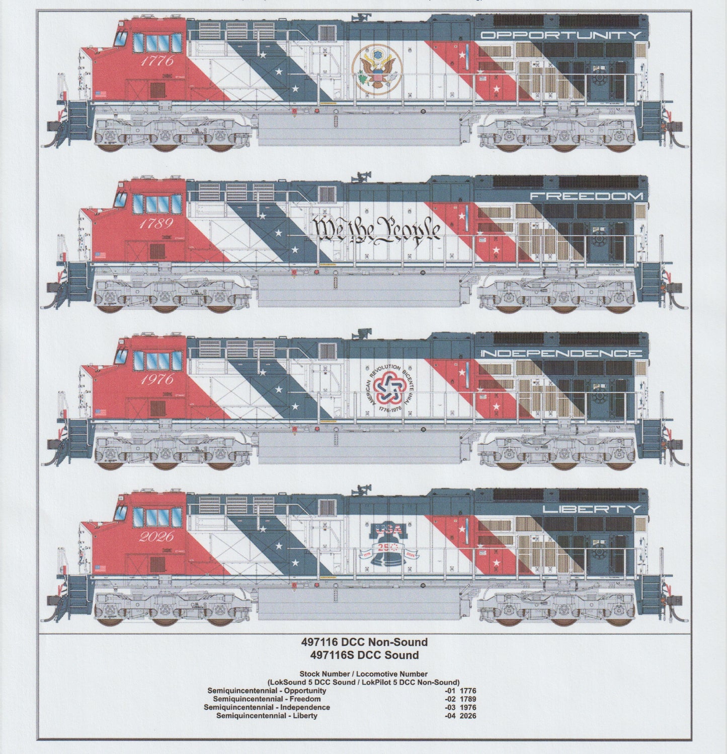 IM497116S ET44AC Tier 4 Semiquincentennial Locomotives for America250 w/DCC & LokSound