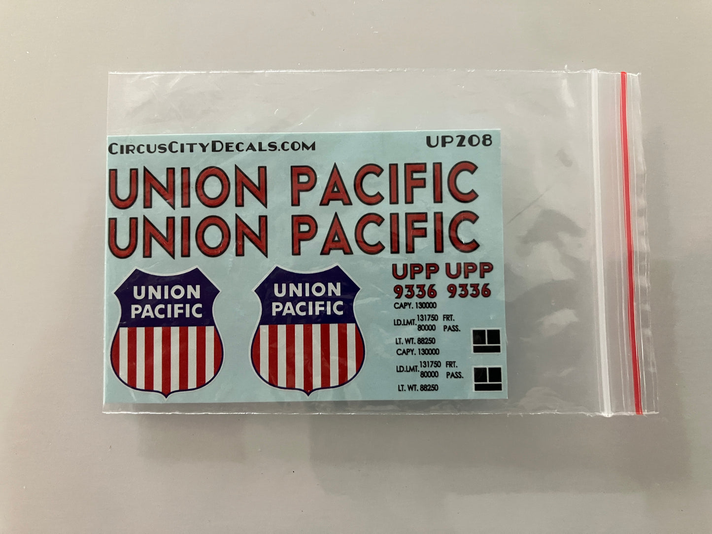 UP208 CircusCity Water-slide Decals for Union Pacific UPP9336 Tool/Excursion Boxcar