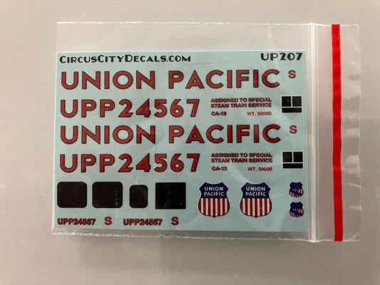 UP207 CircusCity Water-slide Decals for Union Pacific UPP24567 "S" Caboose