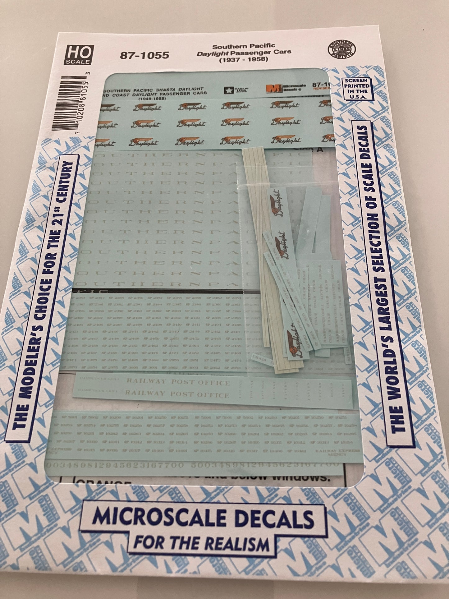 MC87-1055 Microscale Water-slide Decals for Southern Pacific "Daylight" Passenger Cars