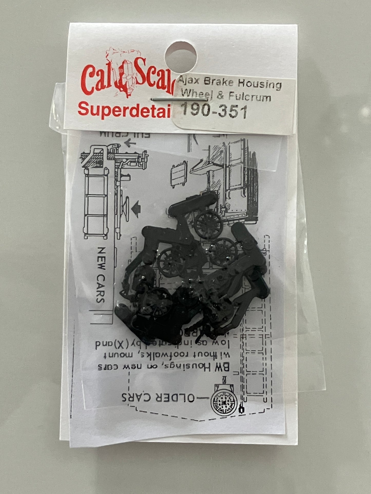 CS190-351 Cal Scale Ajax Brake Housing, Wheel & Fulcrum in HO Scale (6/pkg)
